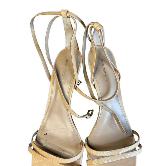 STUART WEITZMAN Lexie Leather Sandals Blush Cream sz 11 - Picture 6 of 12